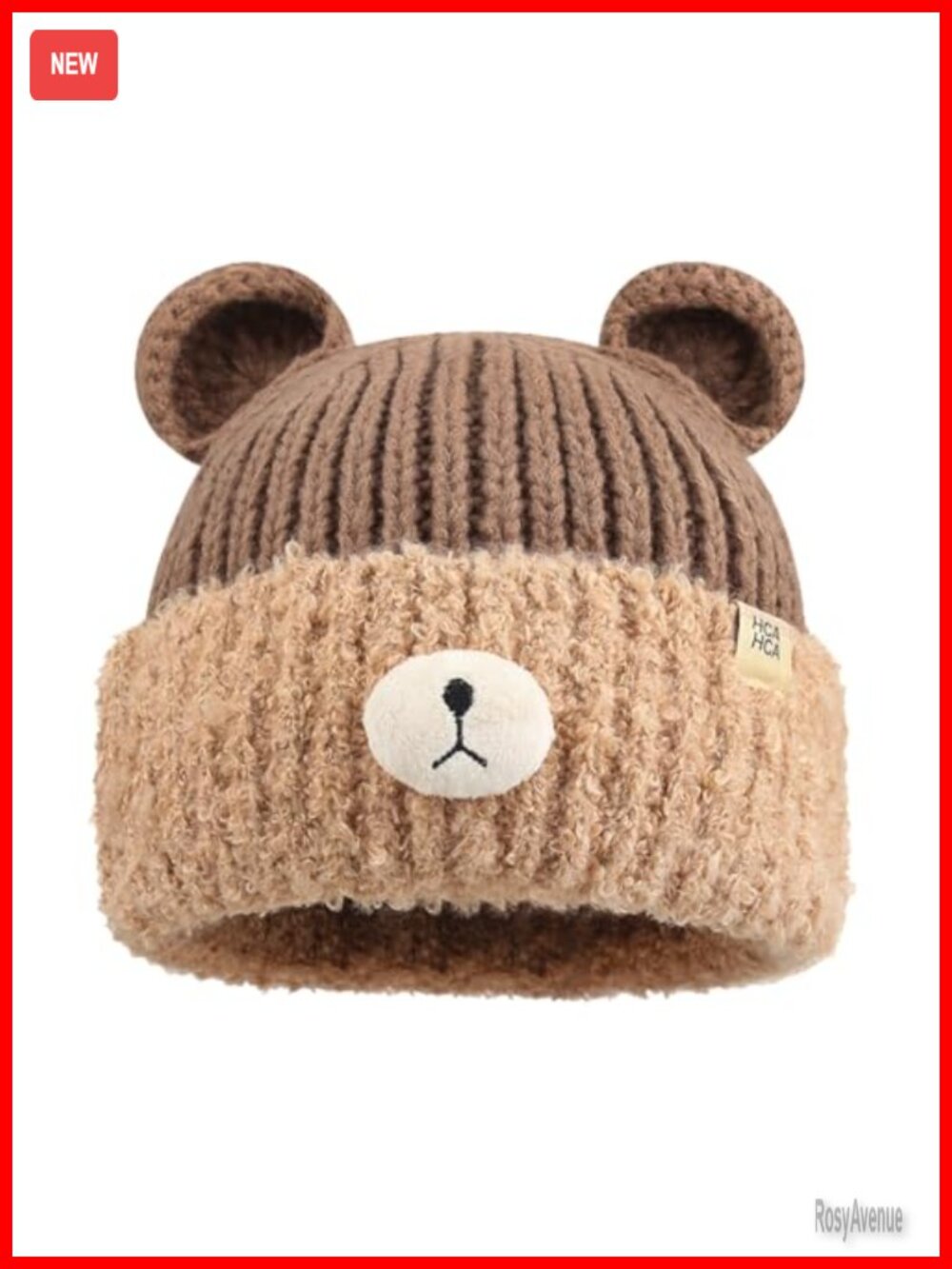 Crochet Bear Ear Beanie Hat - Knitted Skull Cap with Faux Fur - Soft